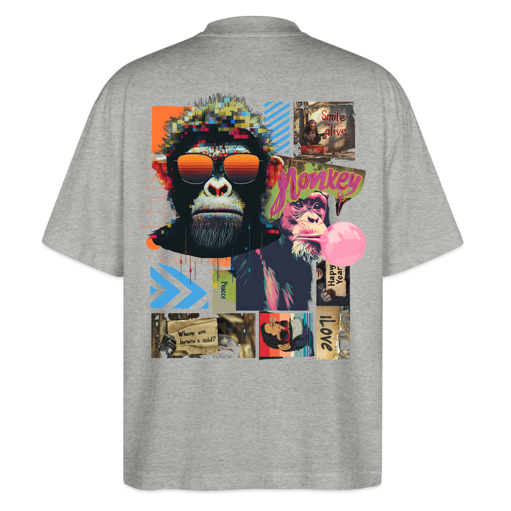 Perîzar, Affen, 1st | Blaster, Oversize Bio T-Shirt, Unisex - Grau meliert
