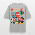 Solvarion2, Stopp, 1st | Blaster, Oversize Bio T-Shirt, Unisex - Grau meliert