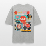 Solvarion2, Stopp, 1st | Blaster, Oversize Bio T-Shirt, Unisex - Grau meliert