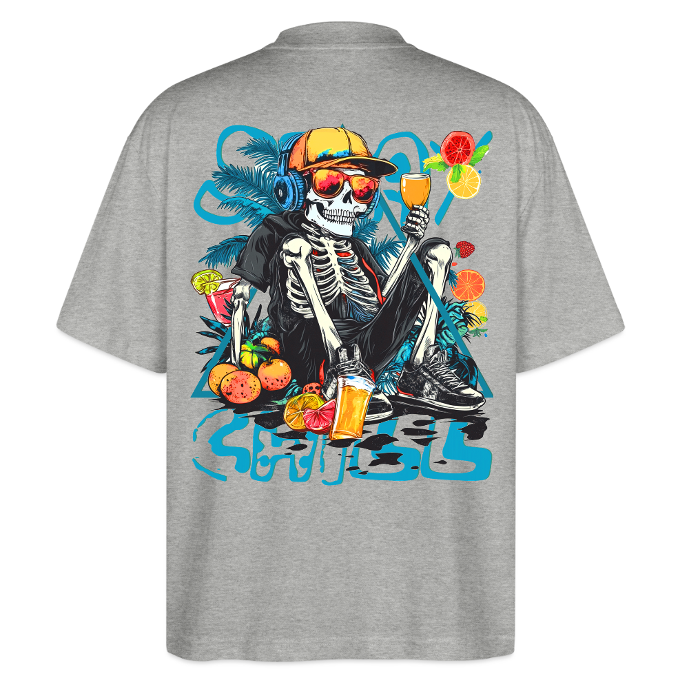 Calveron, Skelet, 1st | Blaster, Oversize Bio T-Shirt, Unisex - Grau meliert
