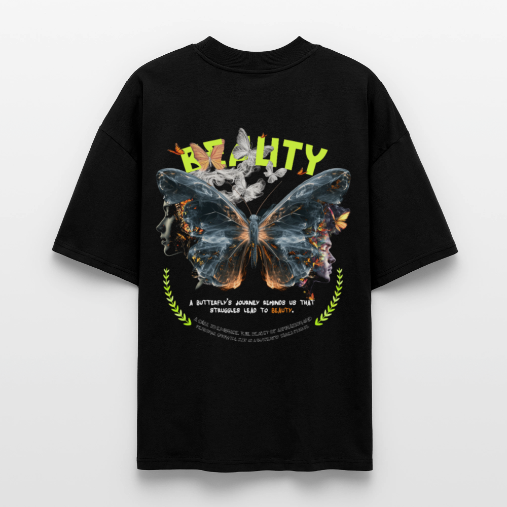 Harith, Schmetterling, 1st | Blaster, Oversize Bio T-Shirt, Unisex - Schwarz