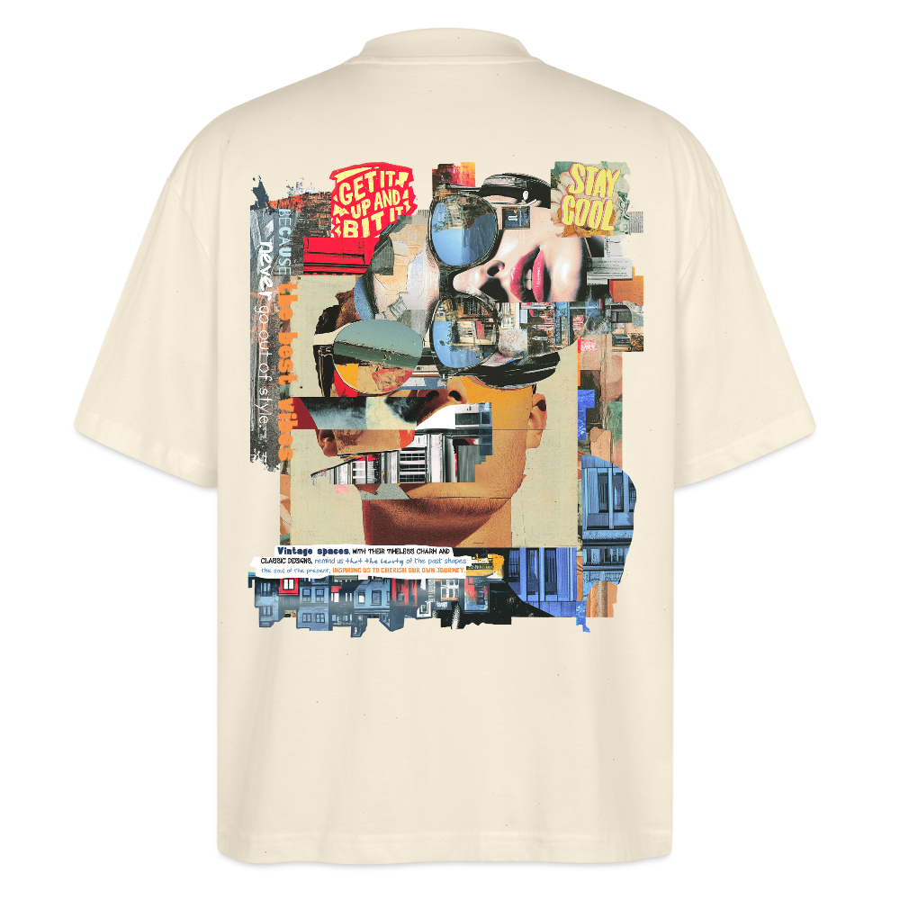 Seraphion, Gesichter, 1st | Blaster, Oversize Bio T-Shirt, Unisex - Weißgrau
