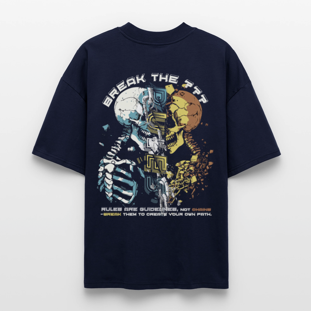 Fujin, Totenkopf, 1st | Blaster, Oversize Bio T-Shirt, Unisex - Navy