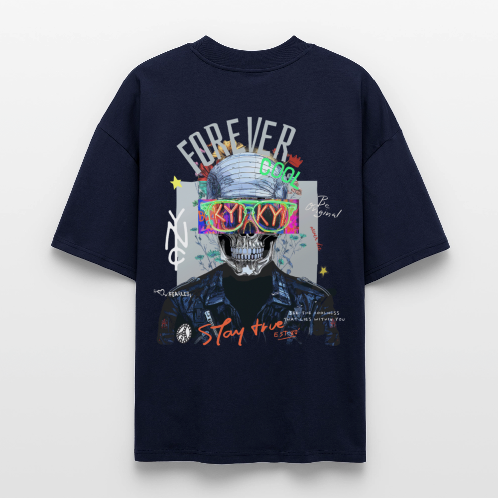 Fenriswolf, Totenkopf, 1st | Blaster, Oversize Bio T-Shirt, Unisex - Navy