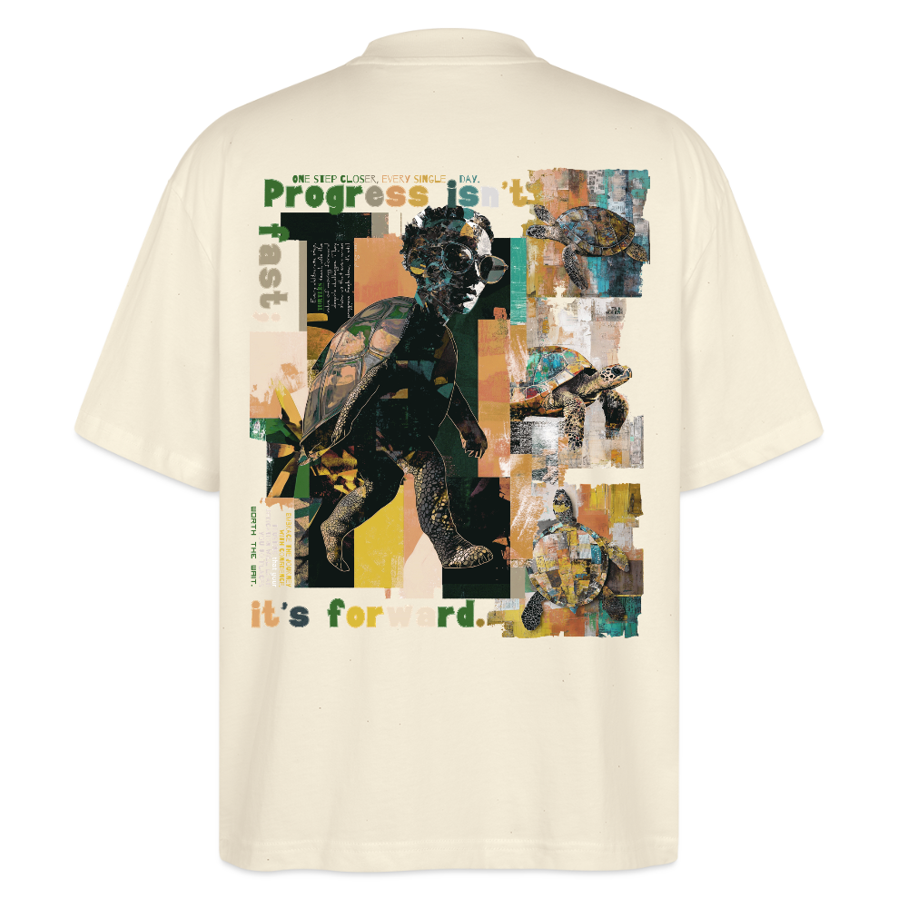 Xantherion, Schildkröte, 1st | Blaster, Oversize Bio T-Shirt, Unisex - Weißgrau