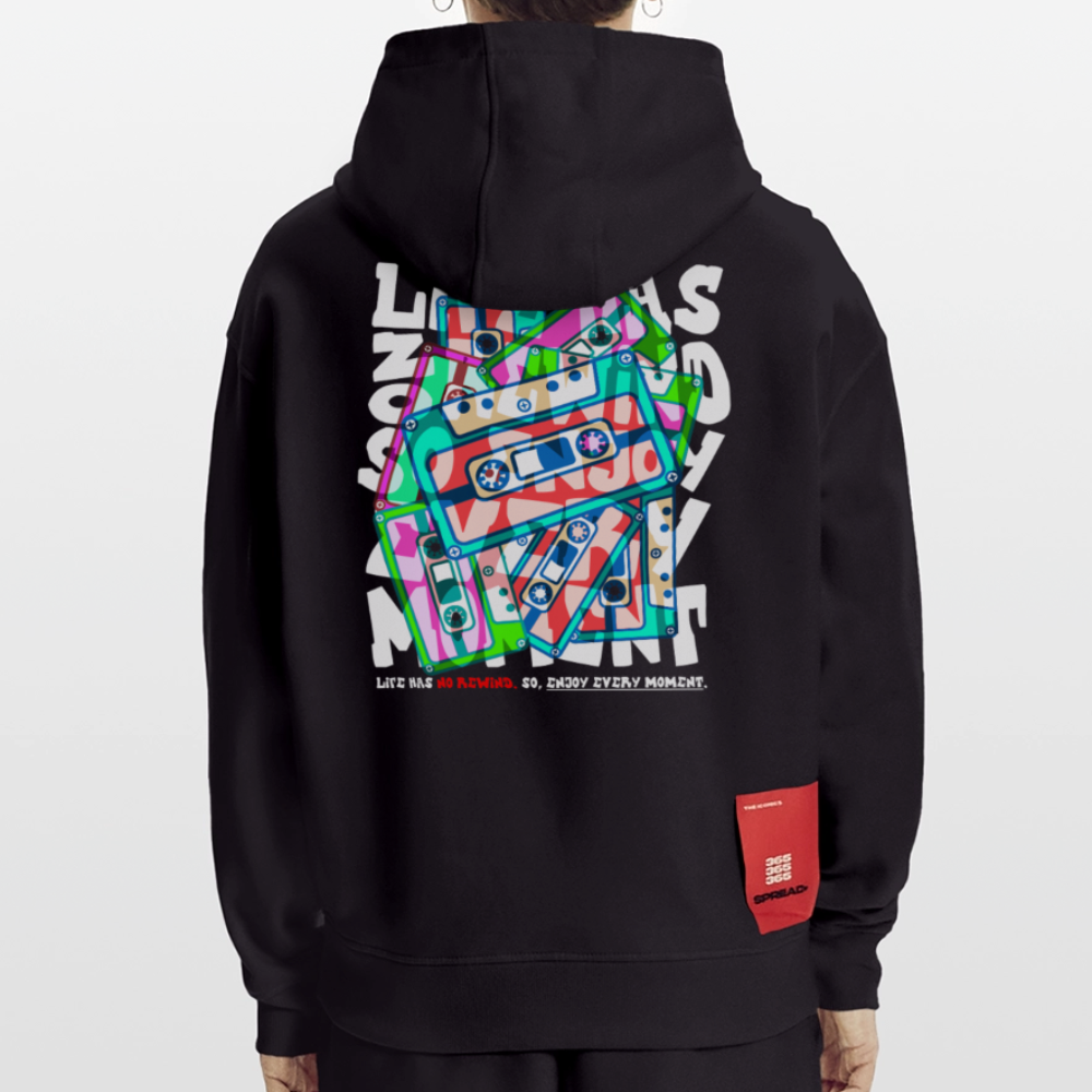 Raijin, Kassetten, 1st | Heavyweight Oversized Bio Hoodie, Unisex - SOLID BLACK
