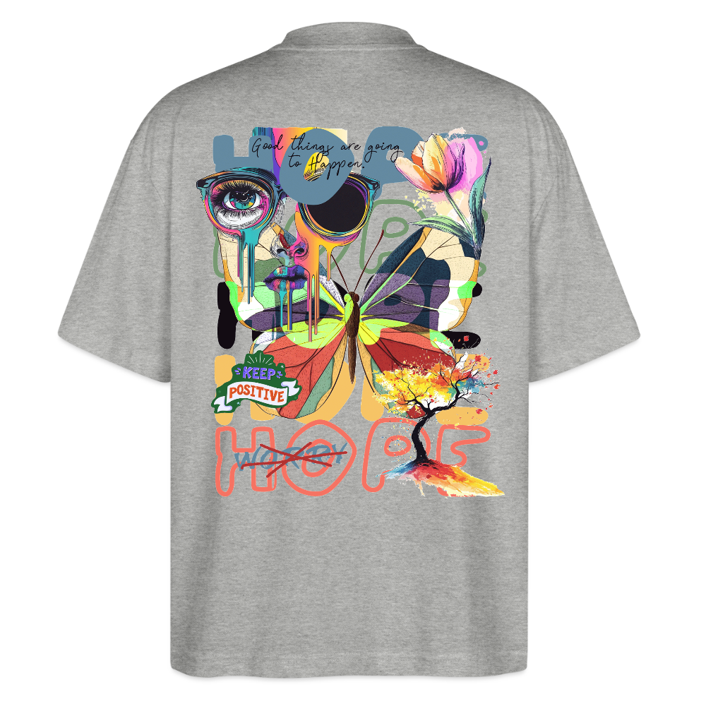 Tenebris, Schmetterling, 1st | Blaster, Oversize Bio T-Shirt, Unisex - Grau meliert