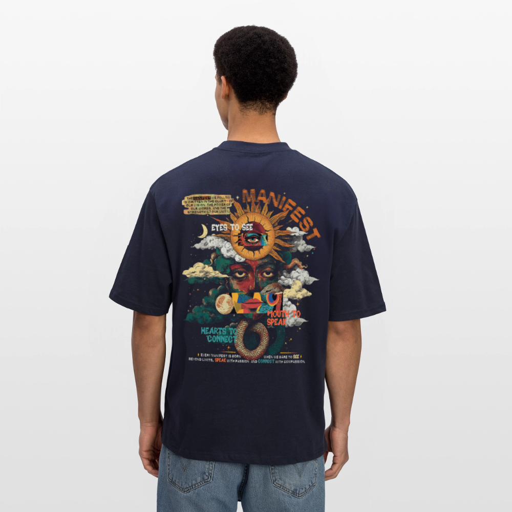 Ruqayya, Sonne, 1st | Breezy, Oversized Unisex T-Shirt - Navy