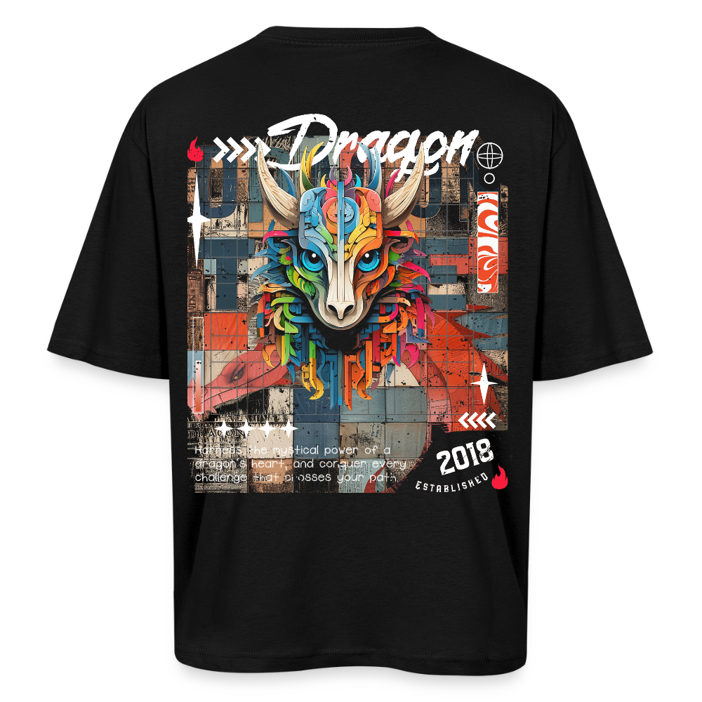 Nezha, Drache, 1st | Breezy, Oversized Unisex T-Shirt - Schwarz