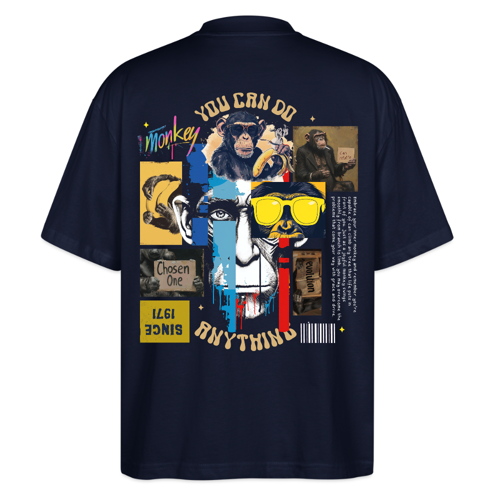 Xurjin, Affe, 1st | Blaster, Oversize Bio T-Shirt, Unisex - Navy