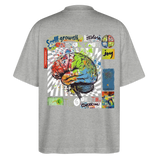 Apollon, Gehirn, 1st | Blaster, Oversize Bio T-Shirt, Unisex - Grau meliert