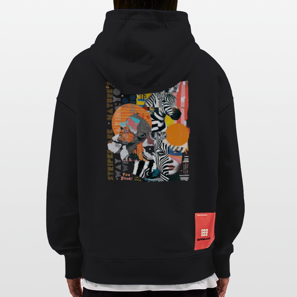Aresia, Zebra, 1st | Heavyweight Oversized Bio Hoodie, Unisex - SOLID BLACK