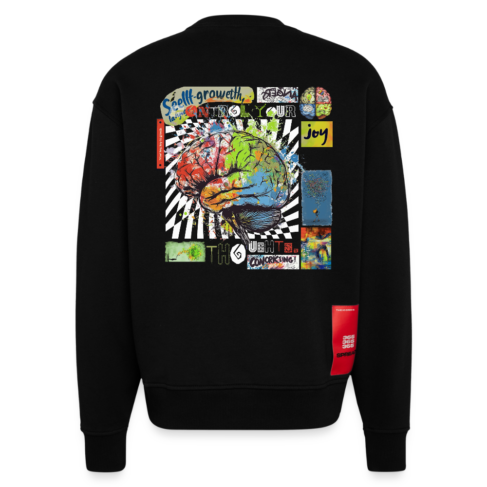 Apollon, Gehirn, 1st | Heavyweight Oversized Bio Sweater, Unisex - SOLID BLACK