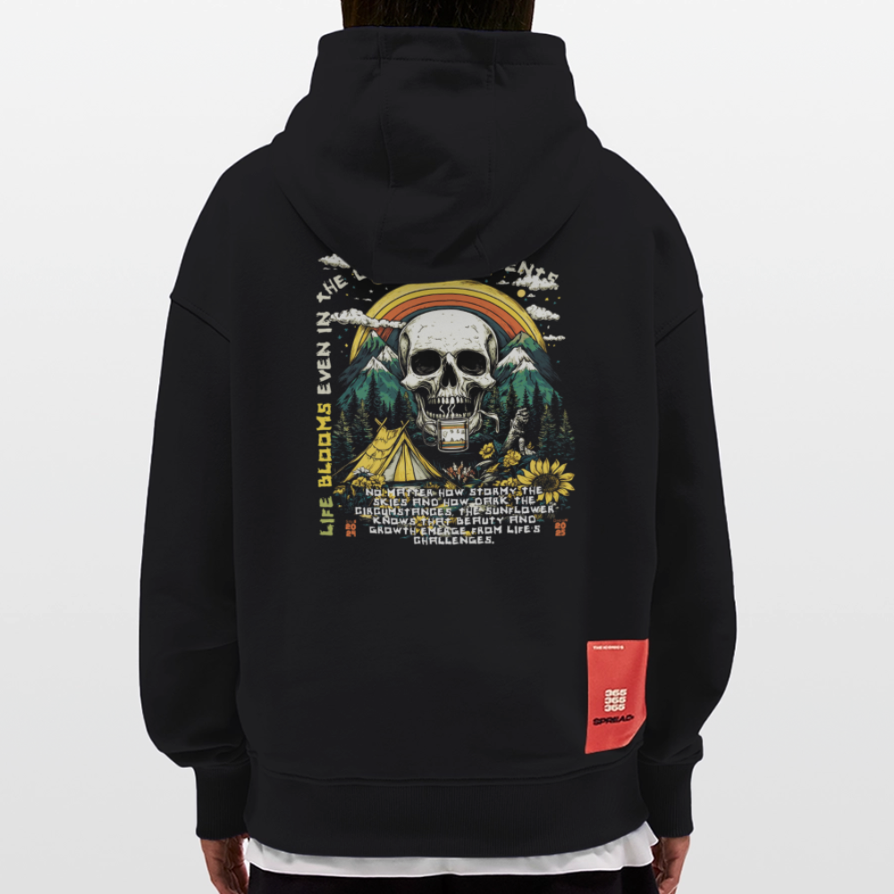 Panian, Berge, 1st | Heavyweight Oversized Bio Hoodie, Unisex - SOLID BLACK