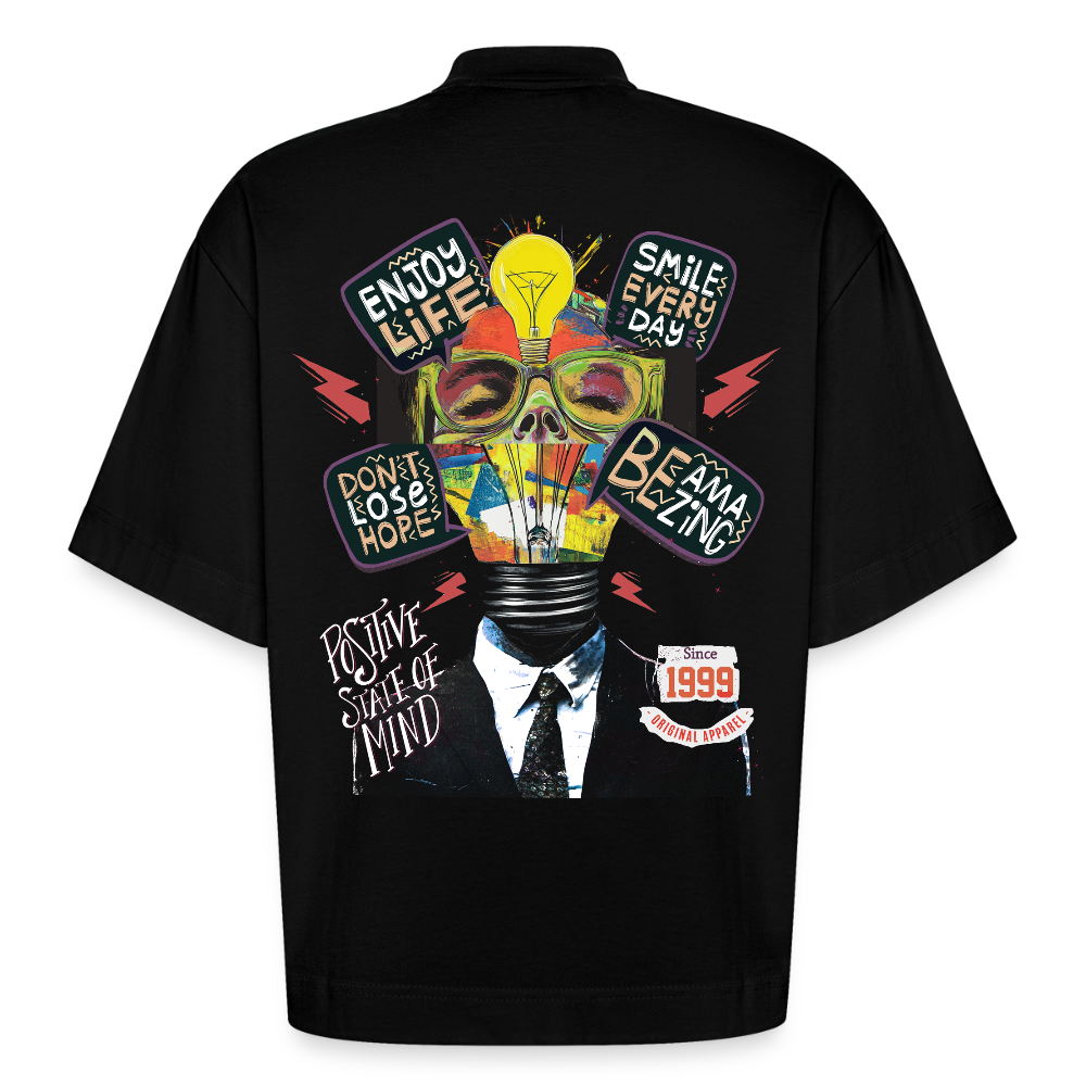Dandan, Glühbirne, 1st | Boxy, Heavyweight Bio T-Shirt, Unisex - SOLID BLACK