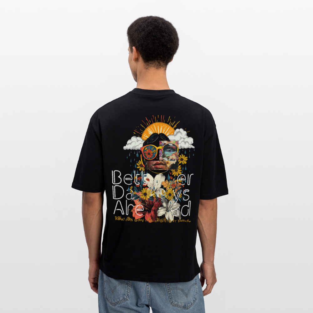 Jinni, Berge, 1st | Breezy, Oversized Unisex T-Shirt - Schwarz