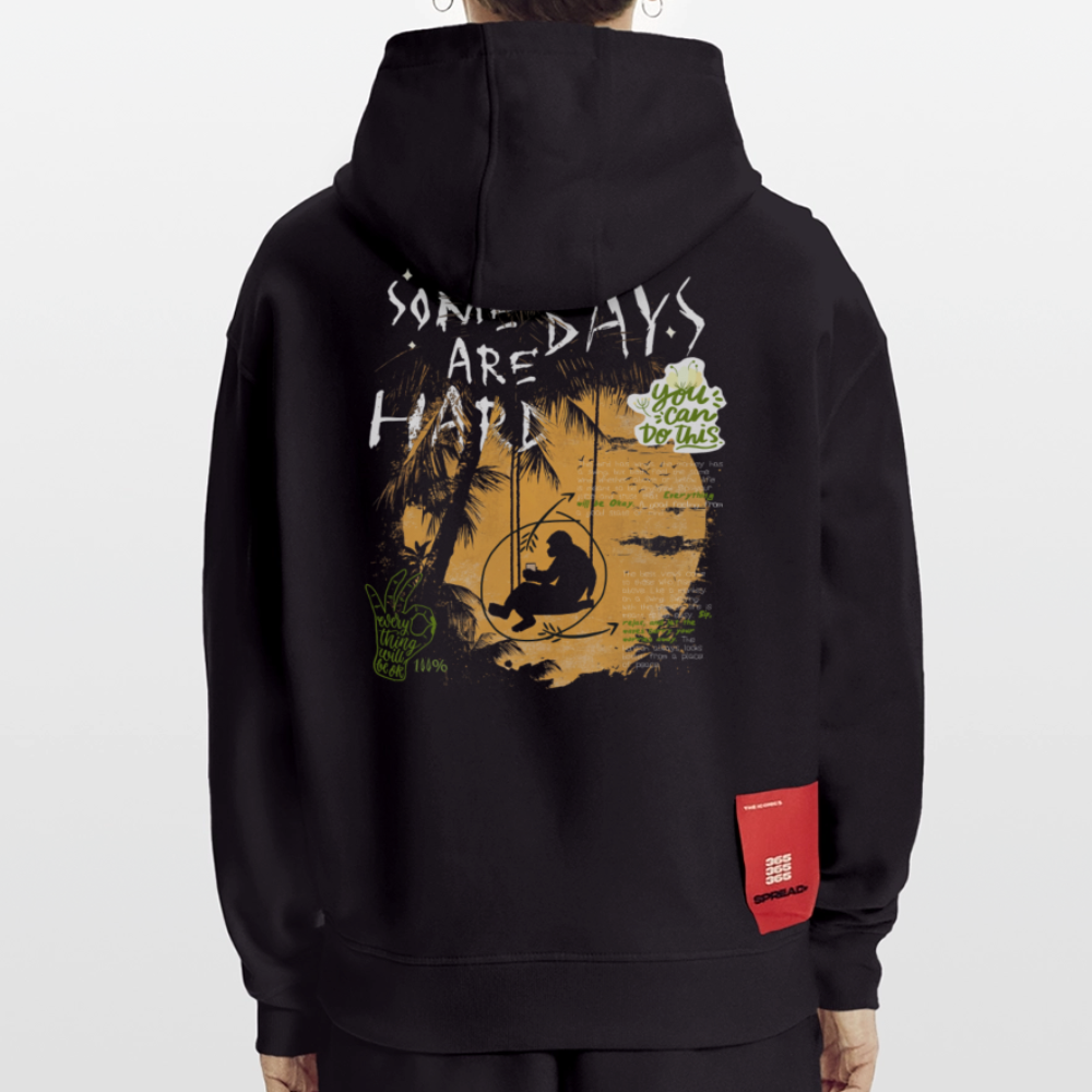 Amphionan, Palmen, 1st | Heavyweight Oversized Bio Hoodie, Unisex - SOLID BLACK