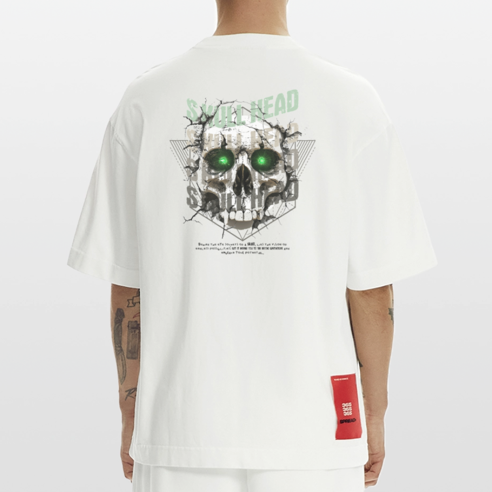 Gliesaron, Totenkopf, 1st | Heve, Heavyweight Oversized Bio T-Shirt, Unisex - OFF WHITE