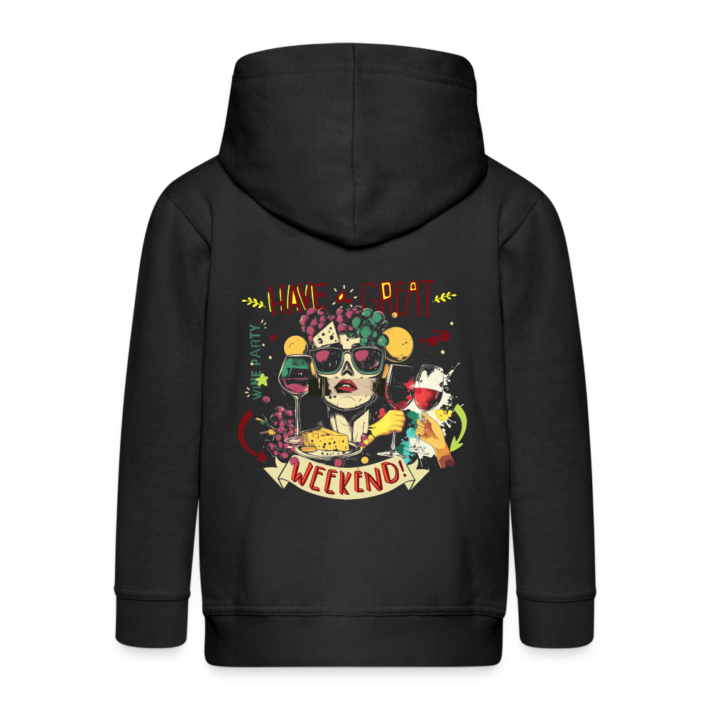 Ruh, Trauben, 1st | Kinder Zip Hoodie - Schwarz