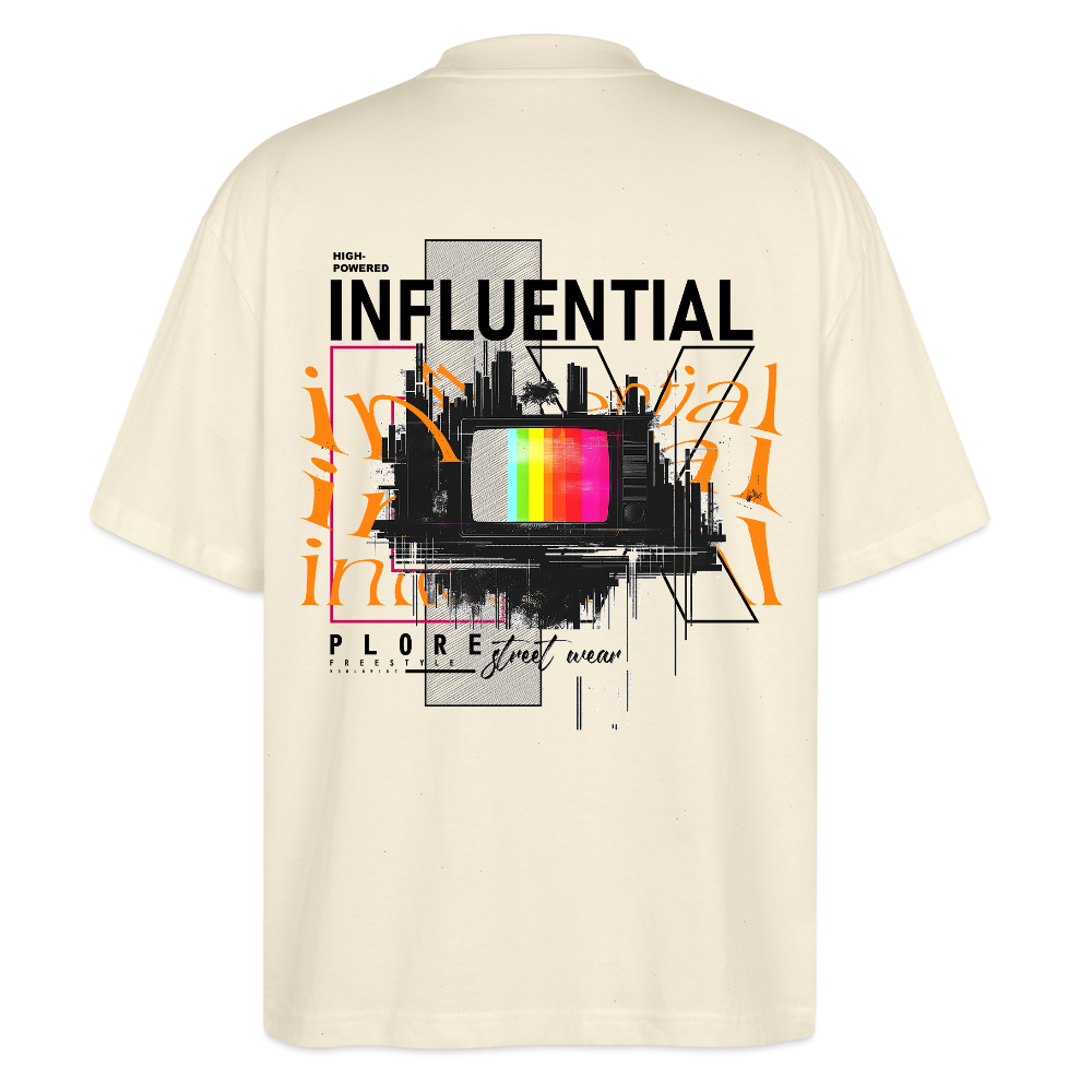 Flamethar, Fernseher, 1st | Blaster, Oversize Bio T-Shirt, Unisex - Weißgrau