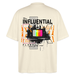 Flamethar, Fernseher, 1st | Blaster, Oversize Bio T-Shirt, Unisex - Weißgrau