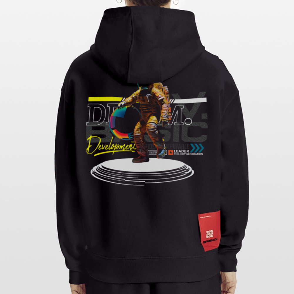 Şevrê, Astronaut, 1st | Heavyweight Oversized Bio Hoodie, Unisex - SOLID BLACK