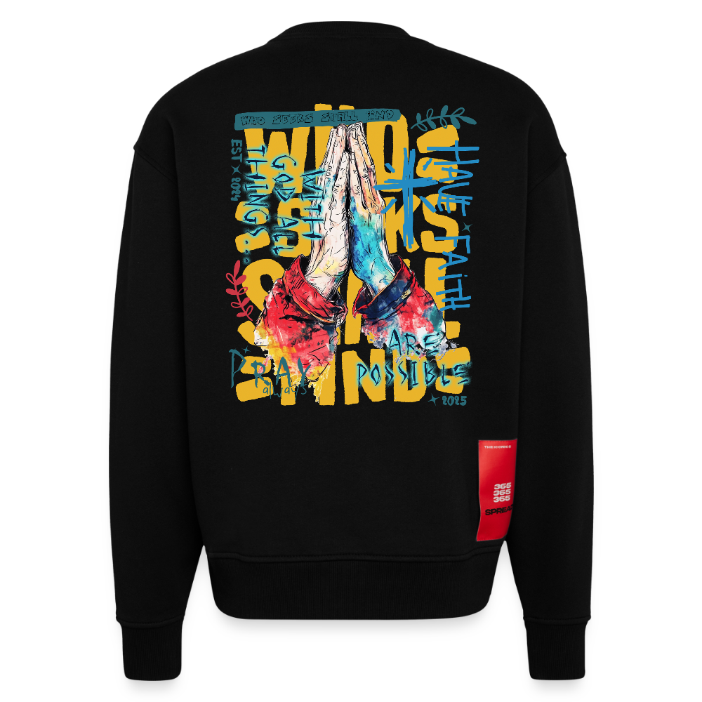 Perseus, Beten, 1st | Heavyweight Oversized Bio Sweater, Unisex - SOLID BLACK