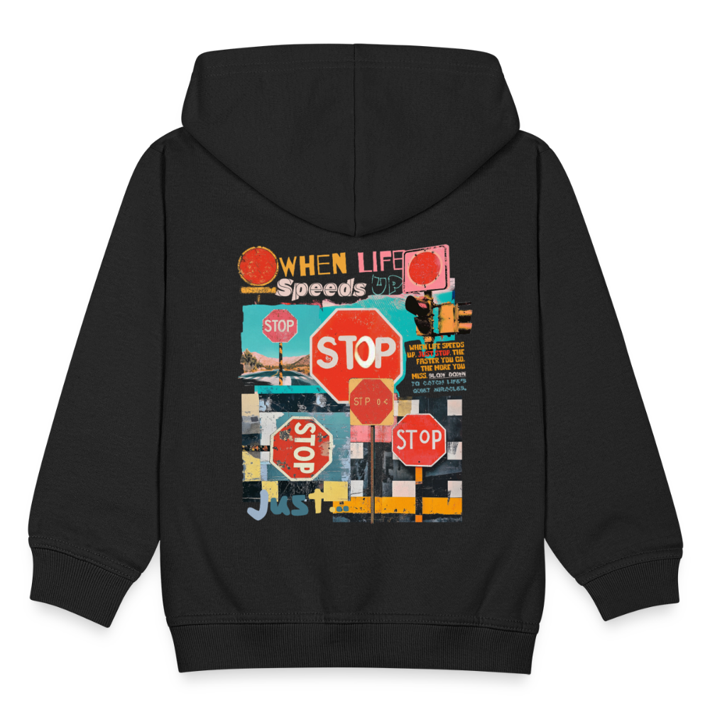 Solvarion, Stopp, 1st | Kinder Zip Hoodie - Schwarz