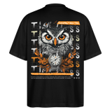 Marid, Eule, 1st | Blaster, Oversize Bio T-Shirt, Unisex - Schwarz