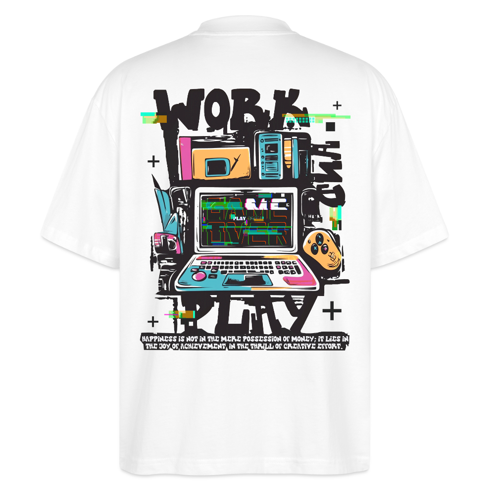 Aetherion, Laptop, 1st | Blaster, Oversize Bio T-Shirt, Unisex - Weiß