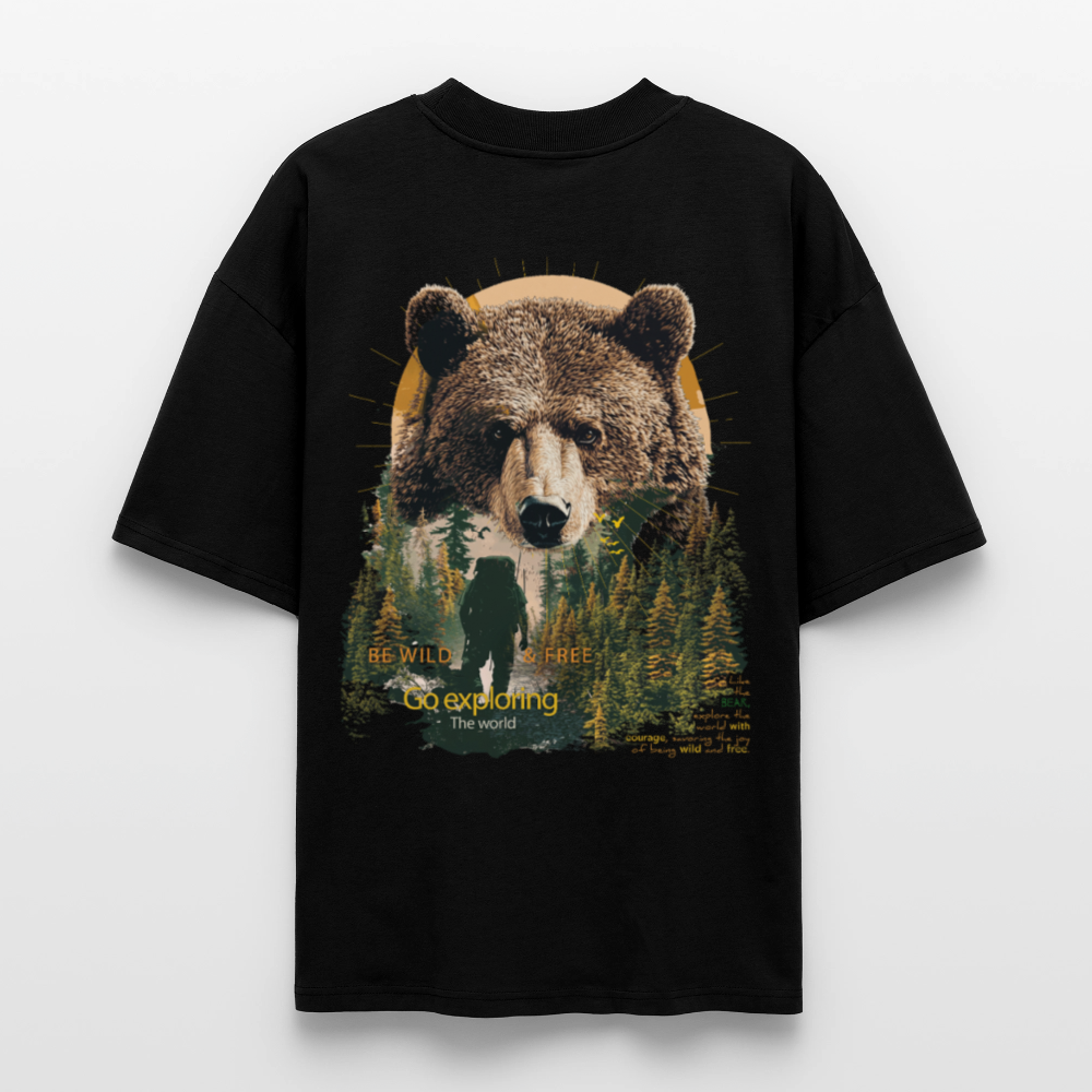 Ghadab, Bär, 1st | Blaster, Oversize Bio T-Shirt, Unisex - Schwarz
