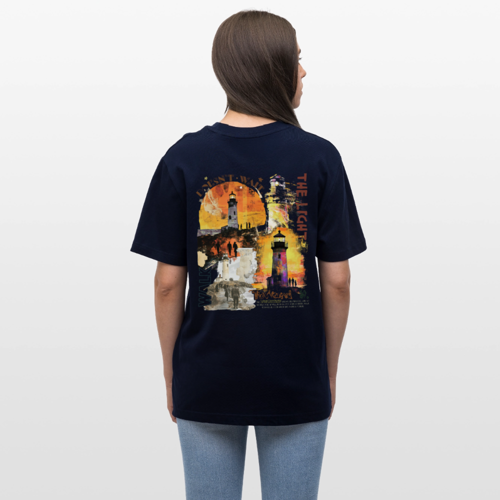 Morian, Leuchtturm, 1st | Essential, Relaxed Fit Unisex Bio T-Shirt - Navy