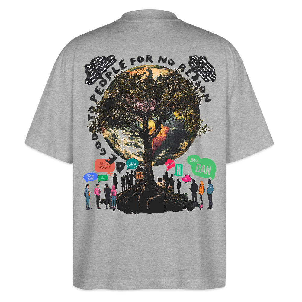 Thalvion, Baum, 1st | Blaster, Oversize Bio T-Shirt, Unisex - Grau meliert