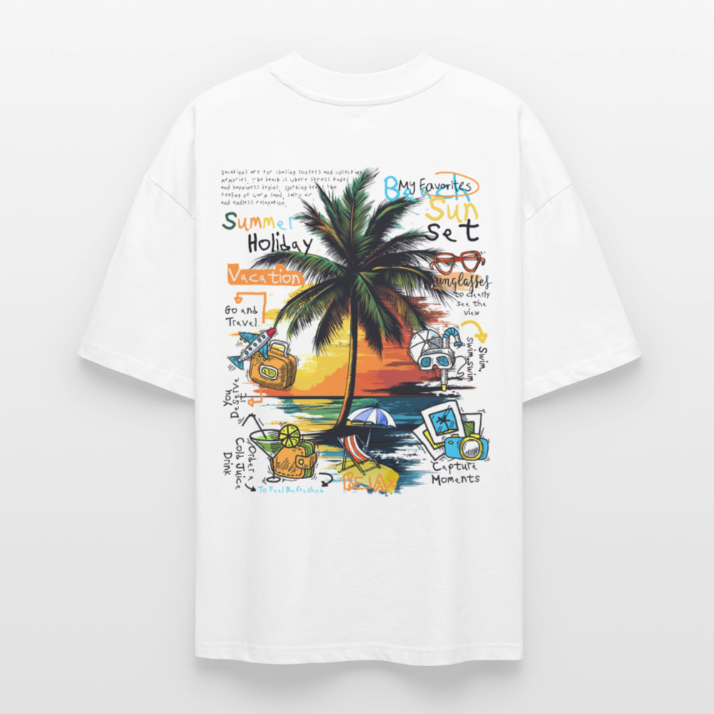 Magnarion, Palmen, 1st | Blaster, Oversize Bio T-Shirt, Unisex - Weiß