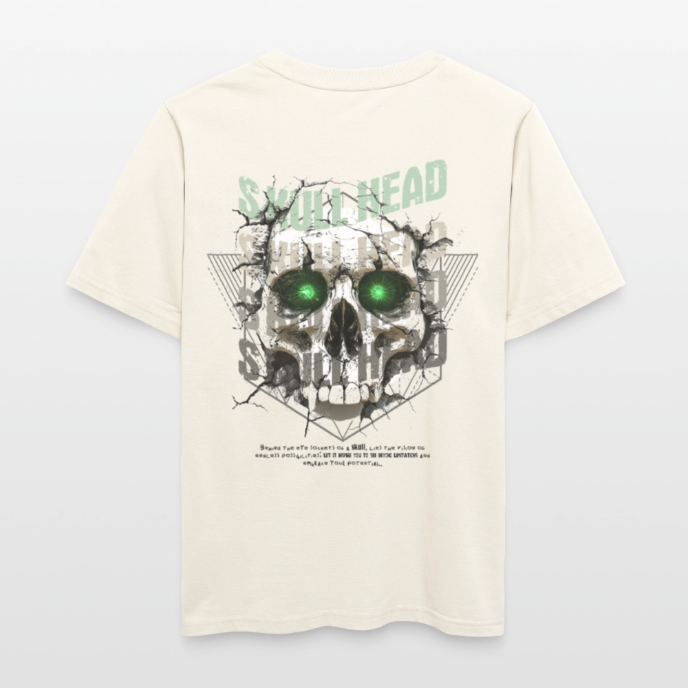 Gliesaron, Totenkopf, 1st | Essential, Relaxed Fit Unisex Bio T-Shirt - Naturweiß 