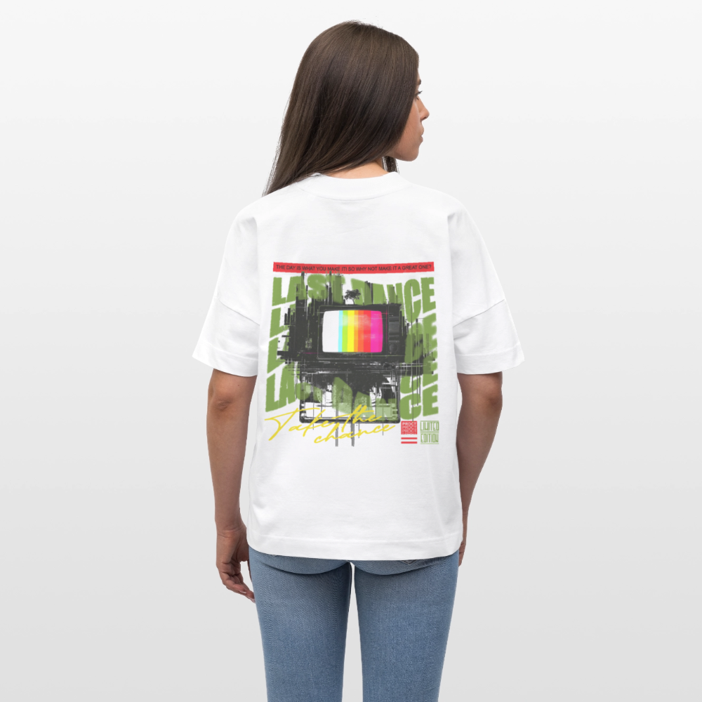 Oblivionis, Fernseher, 1st | Blaster, Oversize Bio T-Shirt, Unisex - Weiß