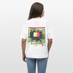 Oblivionis, Fernseher, 1st | Blaster, Oversize Bio T-Shirt, Unisex - Weiß
