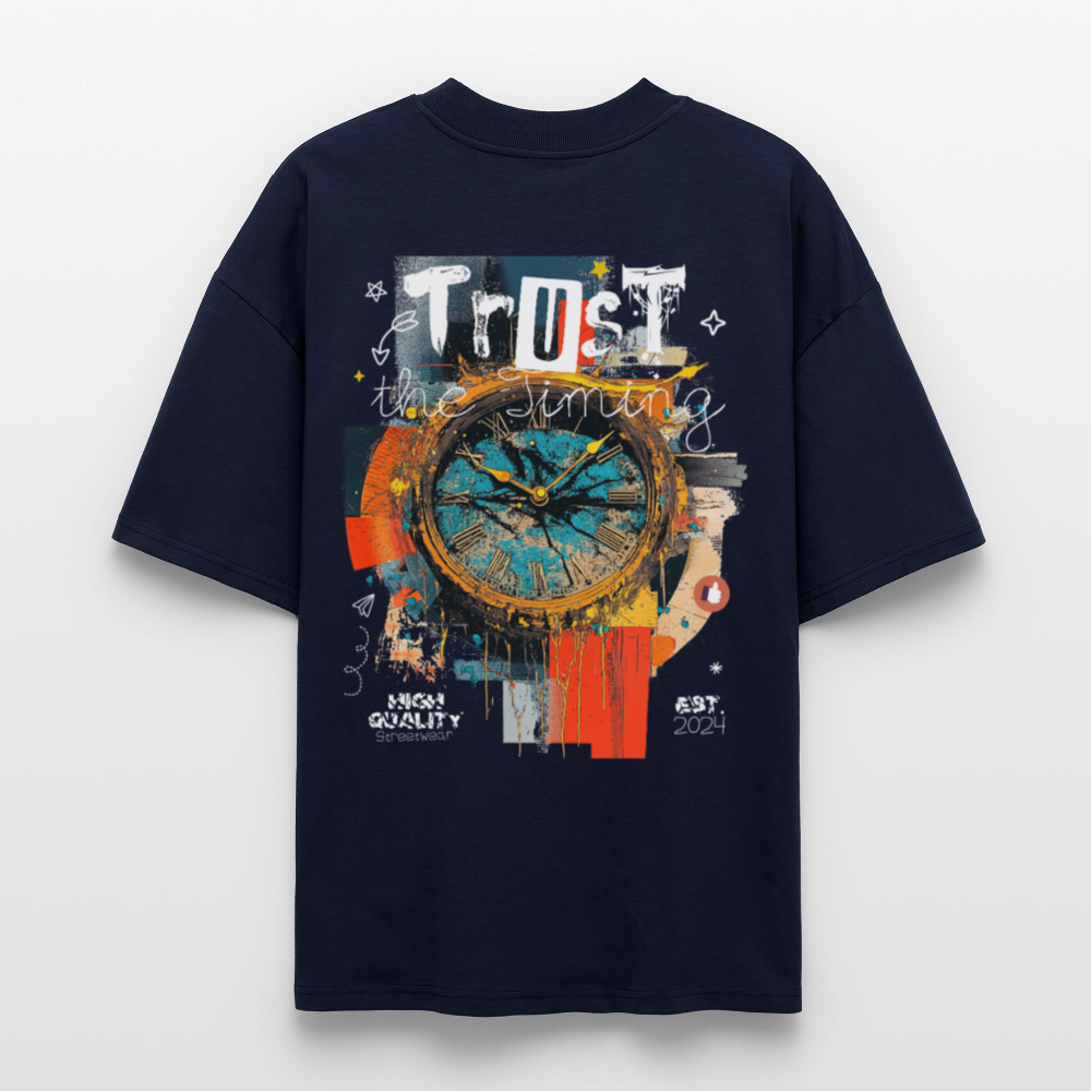Demeteros, Uhr, 1st | Blaster, Oversize Bio T-Shirt, Unisex - Navy