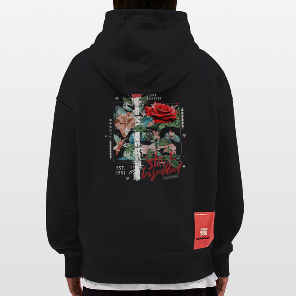 Loreley, Rose, 1st | Heavyweight Oversized Bio Hoodie, Unisex - SOLID BLACK