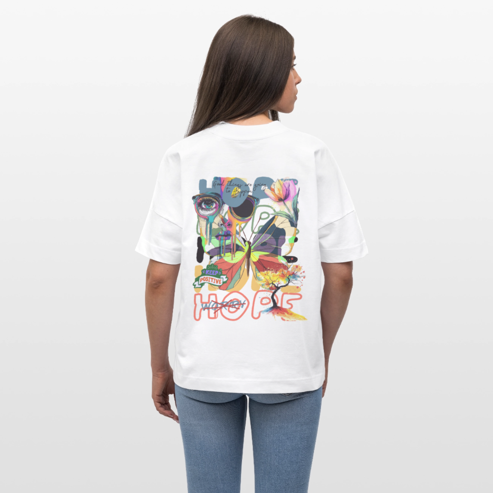 Tenebris, Schmetterling, 1st | Blaster, Oversize Bio T-Shirt, Unisex - Weiß