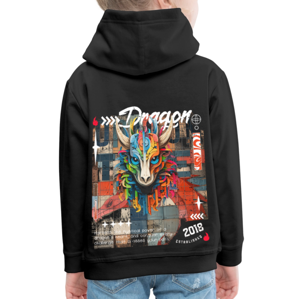 Nezha, Drache, 1st | Kinder Hoodie - Schwarz
