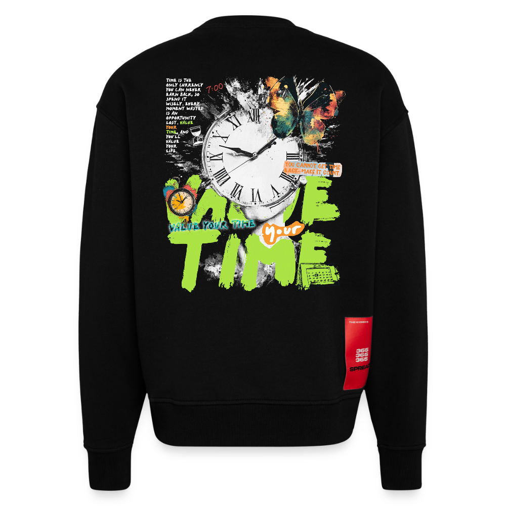 Ifrit, Uhr, 1st | Heavyweight Oversized Bio Sweater, Unisex - SOLID BLACK