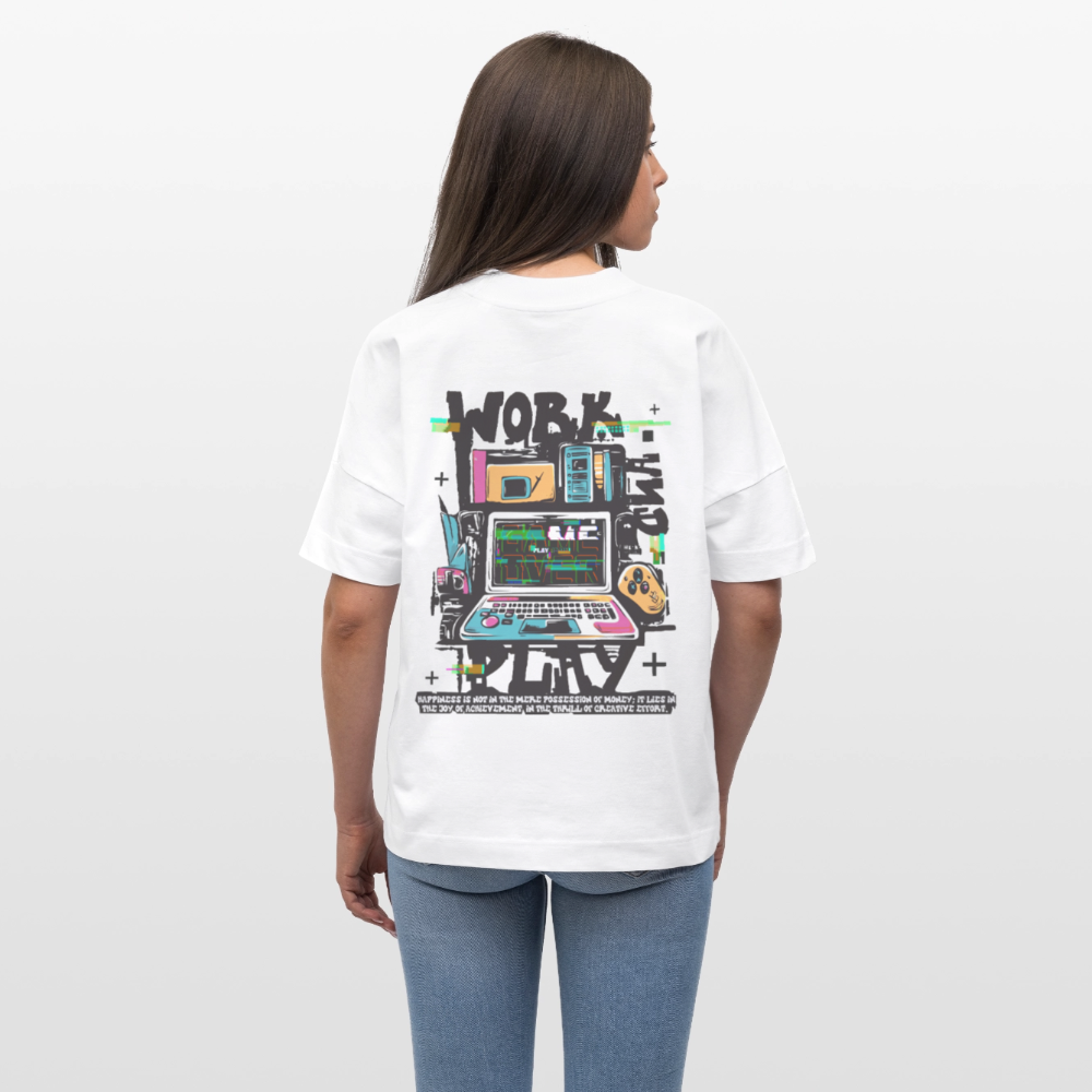 Aetherion, Laptop, 1st | Blaster, Oversize Bio T-Shirt, Unisex - Weiß
