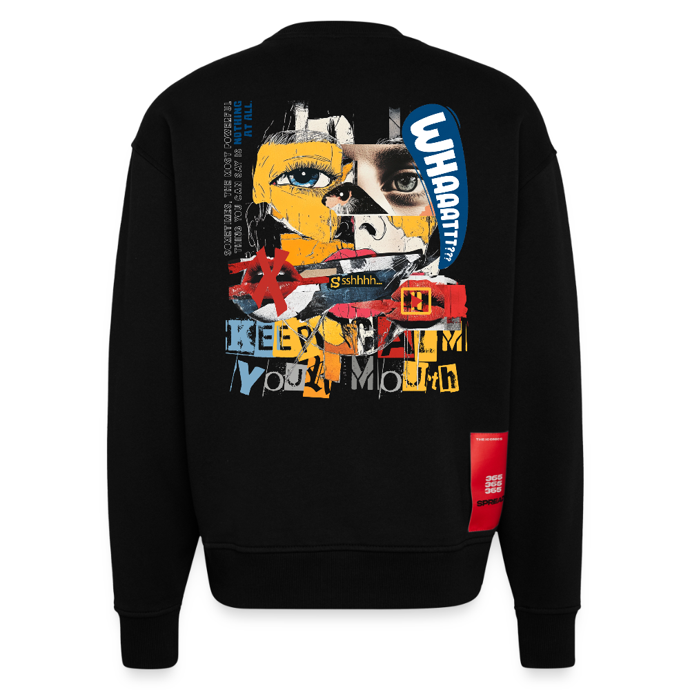Kronan, Gesicht, 1st | Heavyweight Oversized Bio Sweater, Unisex - SOLID BLACK