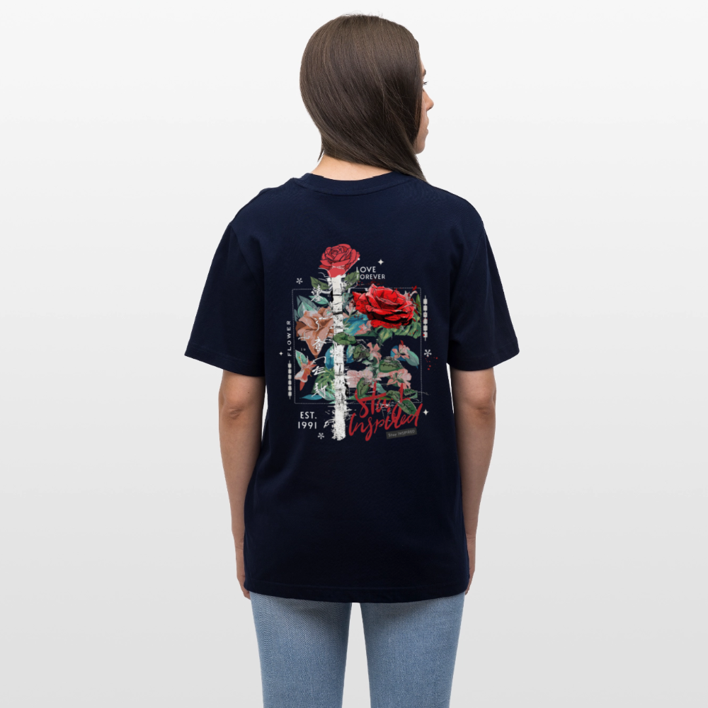 Loreley, Rose, 1st | Essential, Relaxed Fit Unisex Bio T-Shirt - Navy