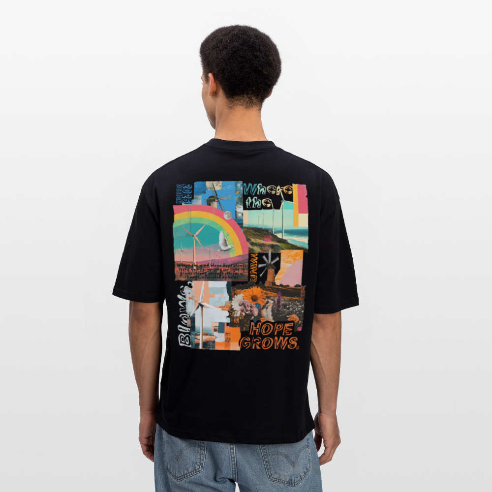 Nyxaris, Windmühle, 1st | Breezy, Oversized Unisex T-Shirt - Schwarz