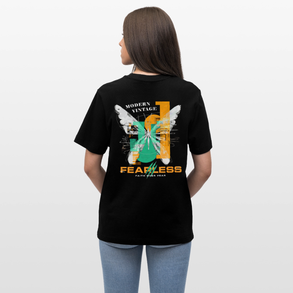 Azazîl, Schmetterling, 1st | Essential, Relaxed Fit Unisex Bio T-Shirt - Schwarz