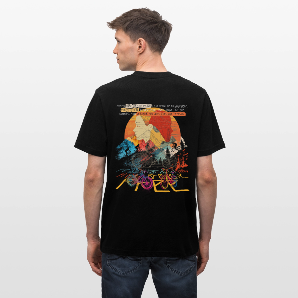 Panos, Fahrrad, 1st | Essential, Relaxed Fit Unisex Bio T-Shirt - Schwarz