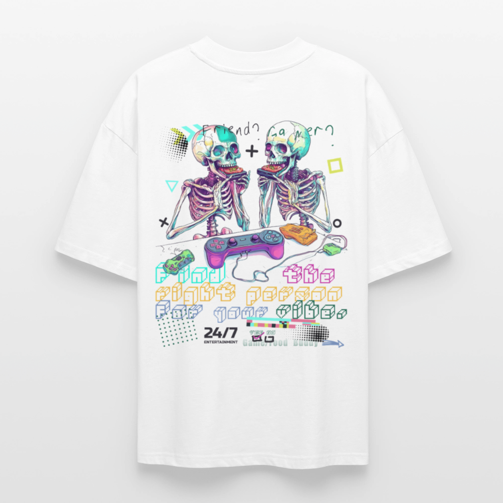 Malakar, Gaming, 1st | Blaster, Oversize Bio T-Shirt, Unisex - Weiß