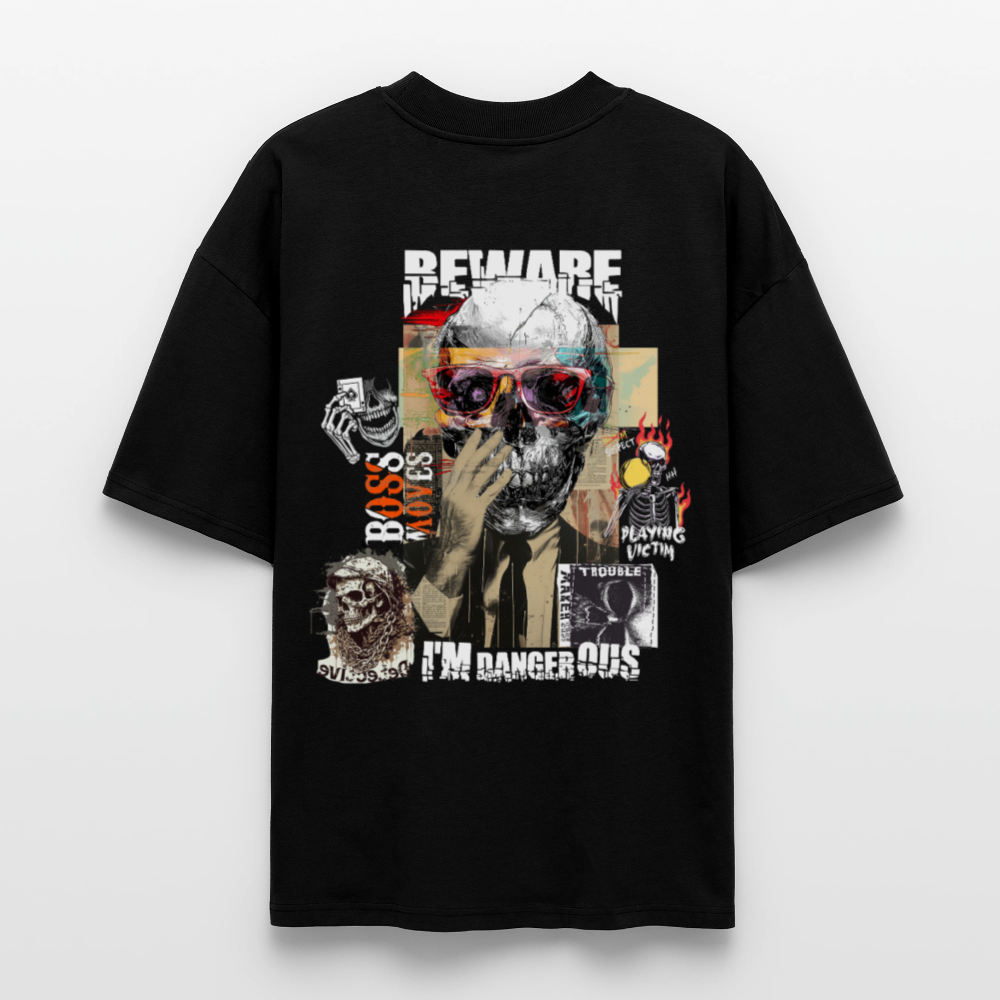 Saxnot, Totenkopf, 1st | Blaster, Oversize Bio T-Shirt, Unisex - Schwarz